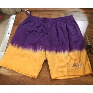 NWT Los Angeles Lakers Mitchell and Ness 2XL Tie Dye Shorts Hardwood Classics